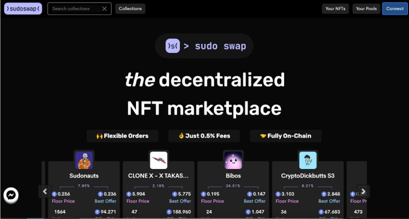 Alt text: Giao diện Sàn giao dịch Sudoswap